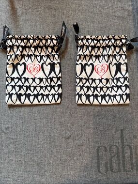 Brighton Small Heart-Print Drawstring Pouch - Black & White; 2 bags